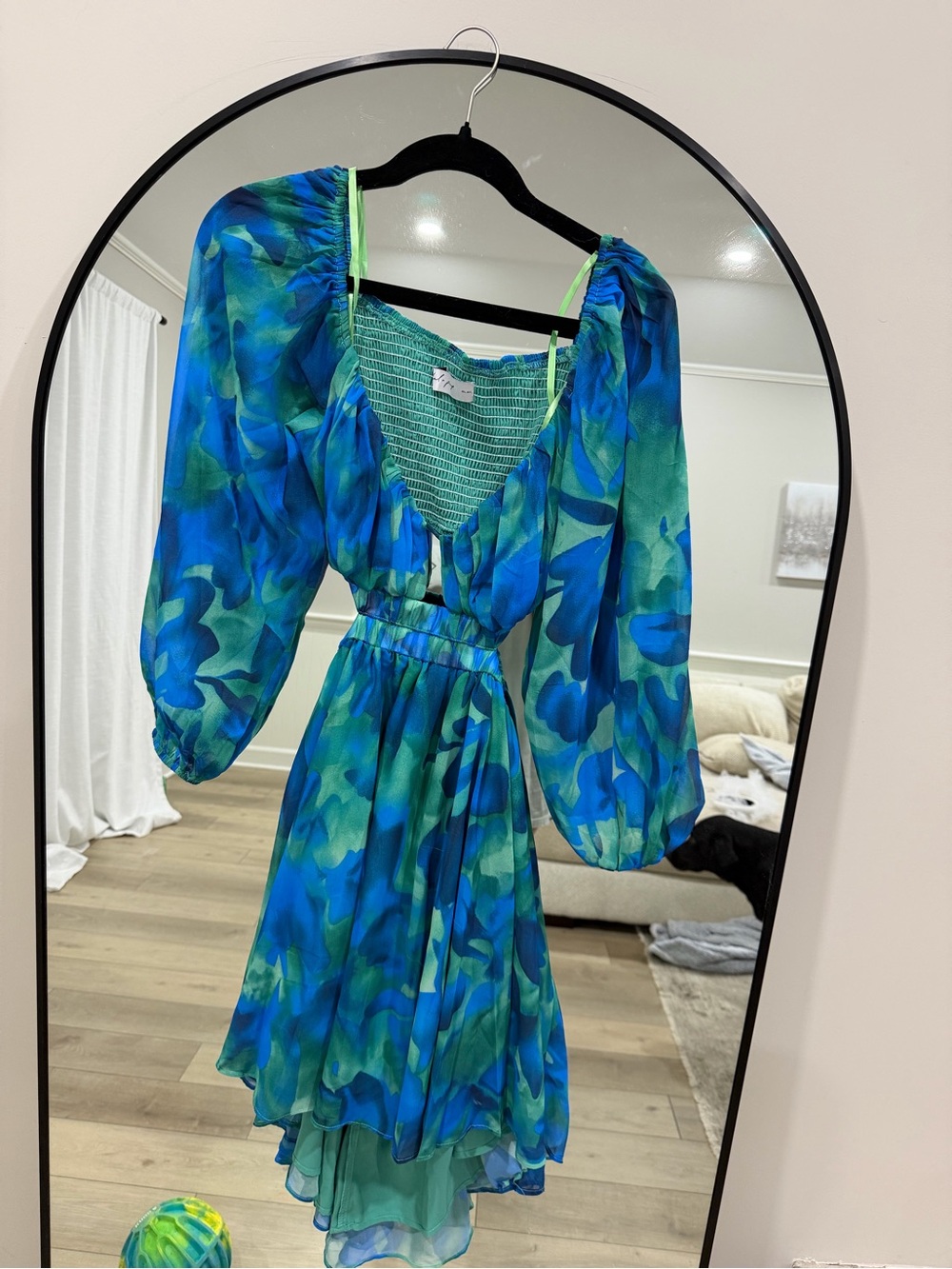 Petal & Pup Blue and Green Floral Chiffon Dress